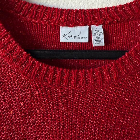 Tunic red sparkly sequin sweater - Picture 6 of 6